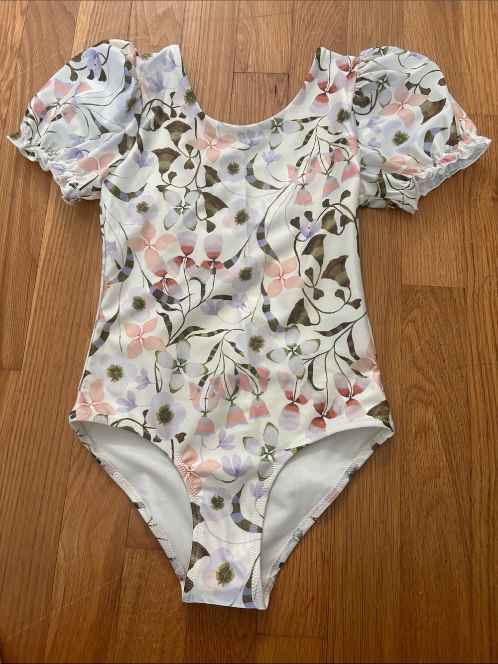 H&M Georgia Beaumont White Floral Puff-Sleeve Bodysuit